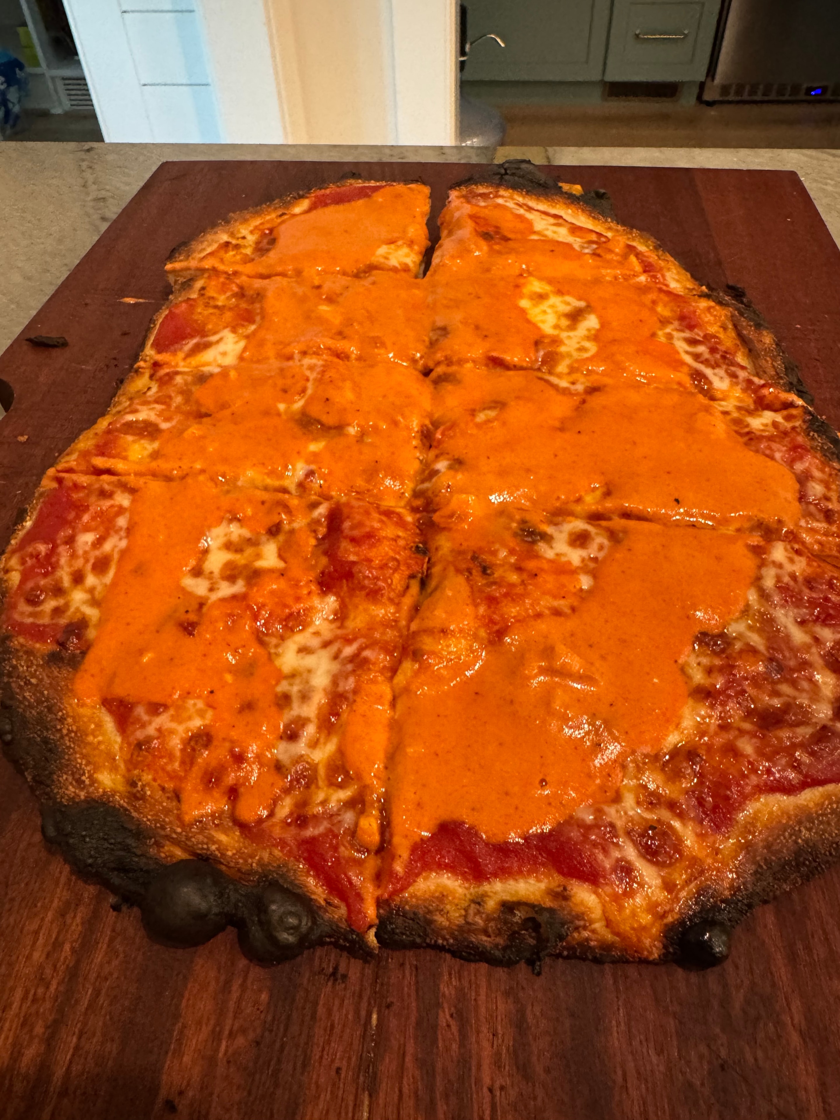 Pepperoni pizza with seeded crust