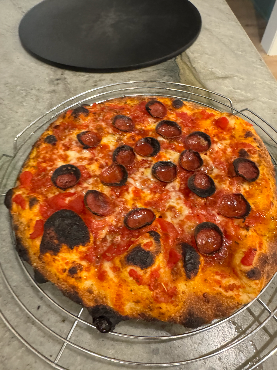 Pizza slices overhead view with melted cheese