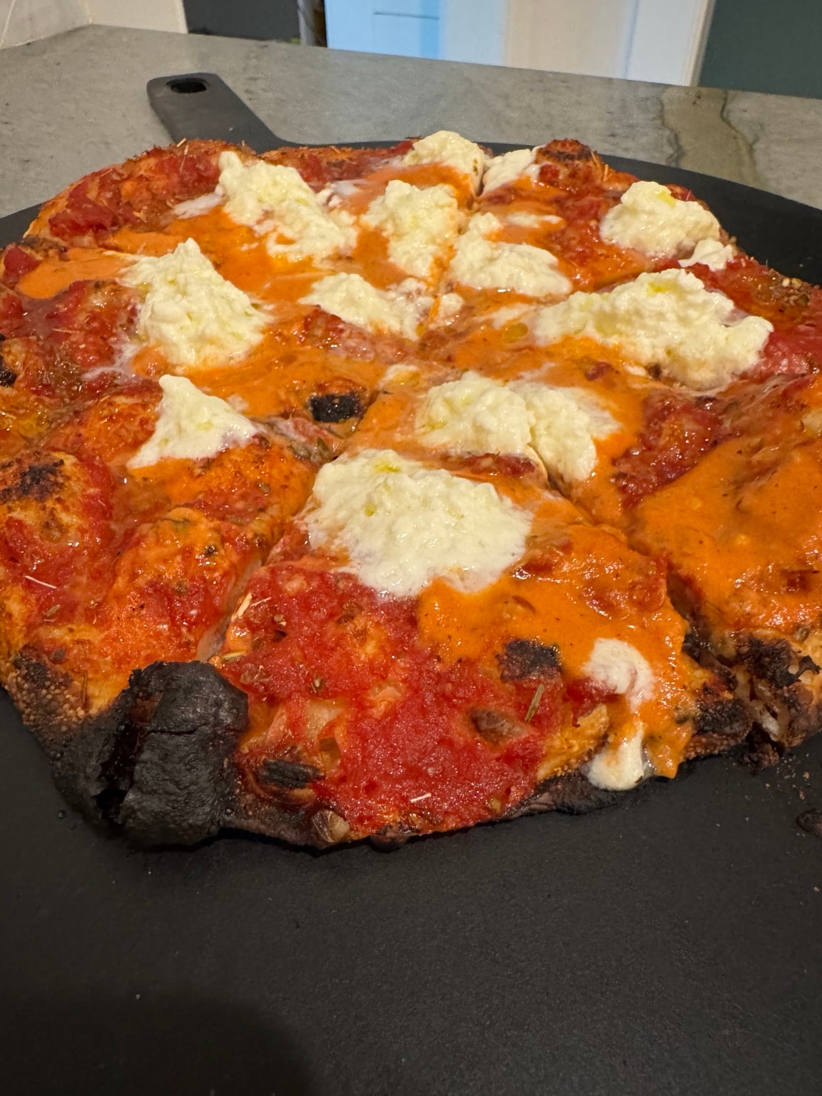 Fresh baked pizza from the oven